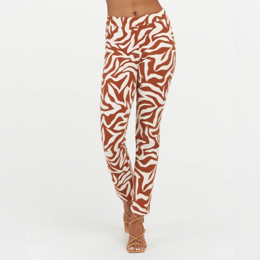 Spanx On-The-Go Printed Ankle Slim Straight Pant Size Small Petite